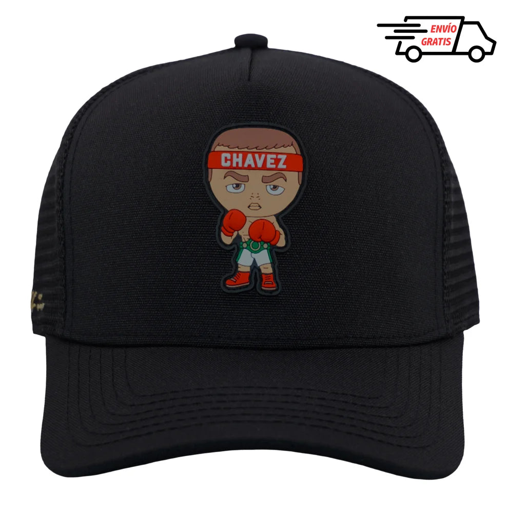 Gorra All In Brand x Julio César Chávez – Chibi Chávez Negra Trucker Cap