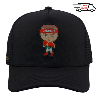 Gorra All In Brand x Julio César Chávez – Chibi Chávez Negra Trucker Cap