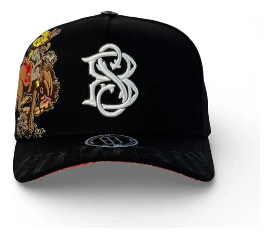 Sombrero Blanco Cowboy Blk Visor Suede Snapback